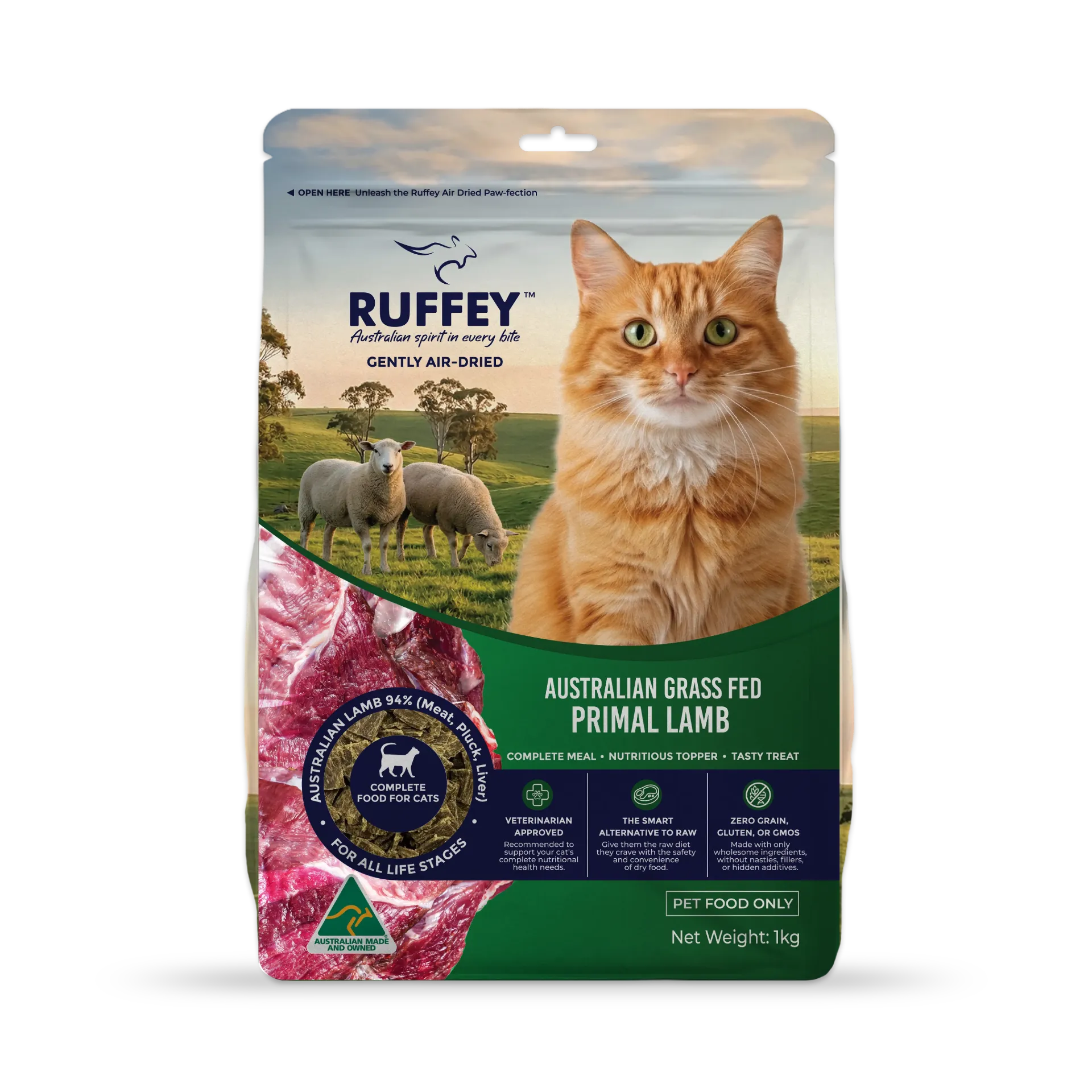 [RACPL1U] Ruffey Air Dried Cat Australian Grass Fed Primal Lamb 1kg