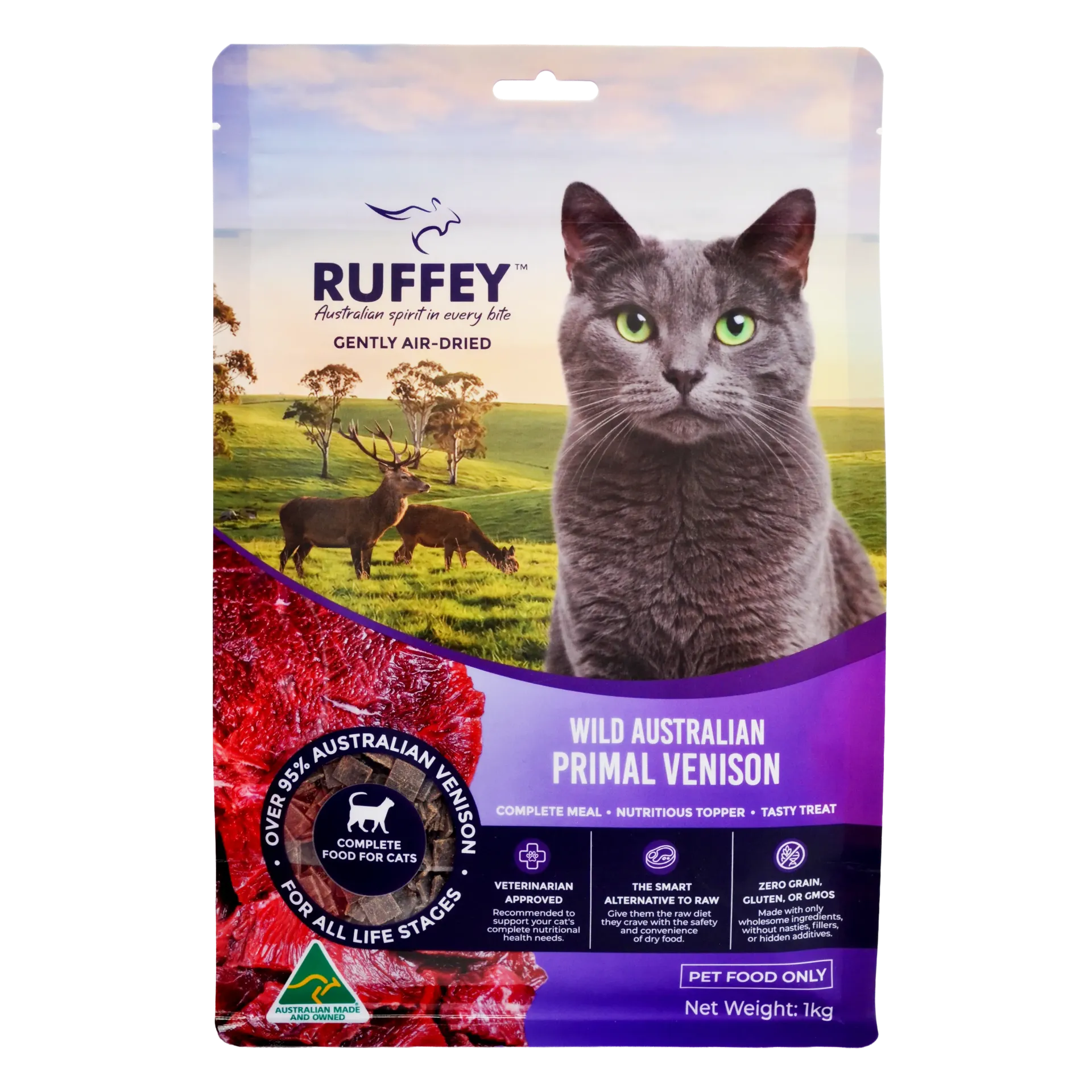 Ruffey Air Dried Cat Wild Australian Primal Venison 1kg