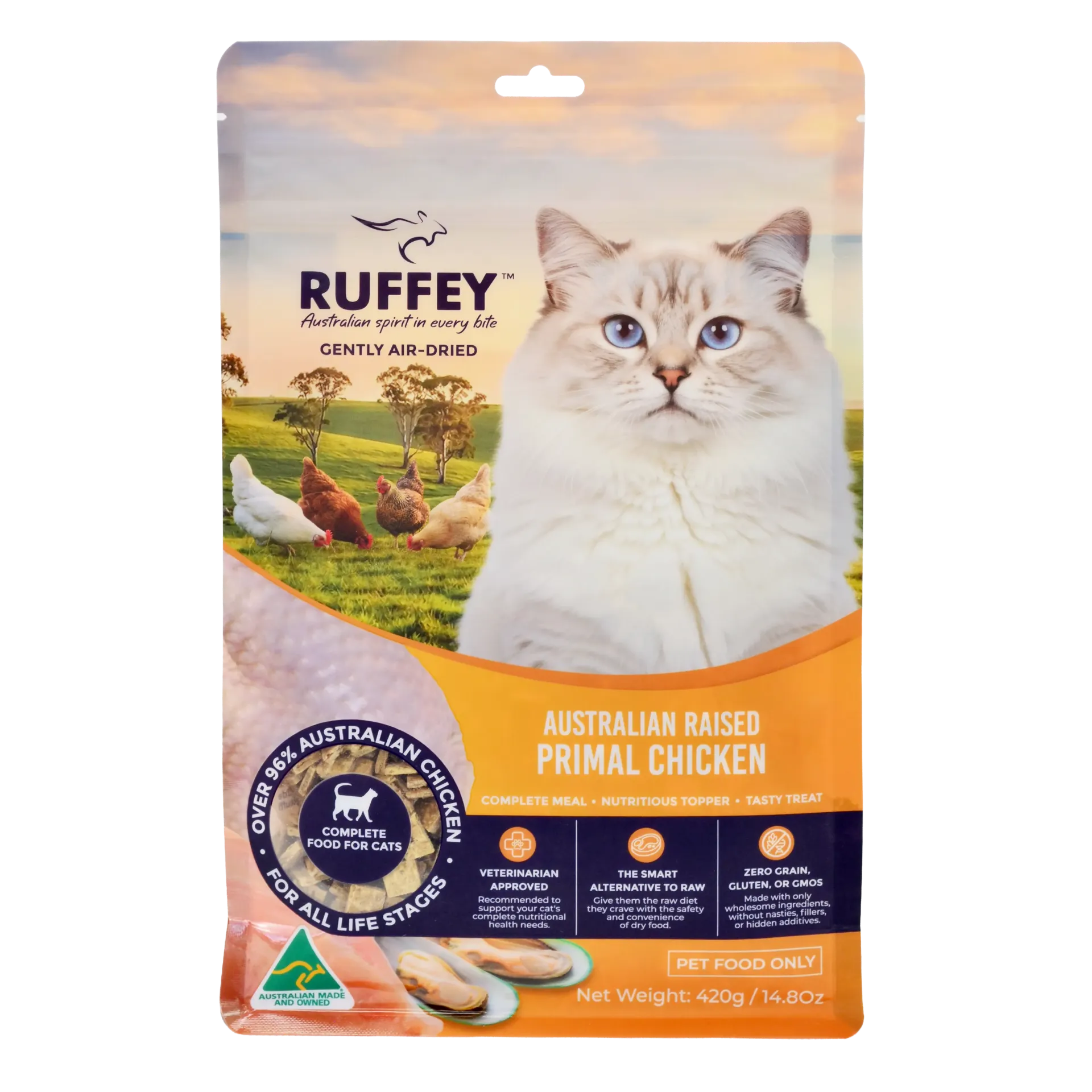 Ruffey Air Dried Cat Australian Raised Primal Chicken 420g