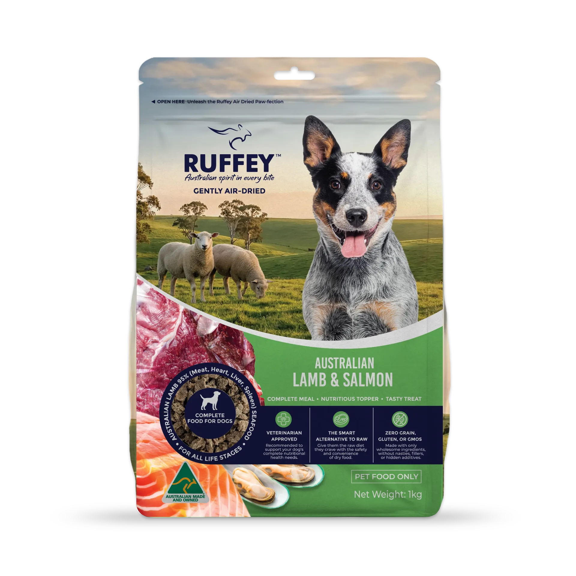 [RADLS1U] Ruffey Air-Dried Dog Australian Lamb & Salmon Original Recipe 1kg