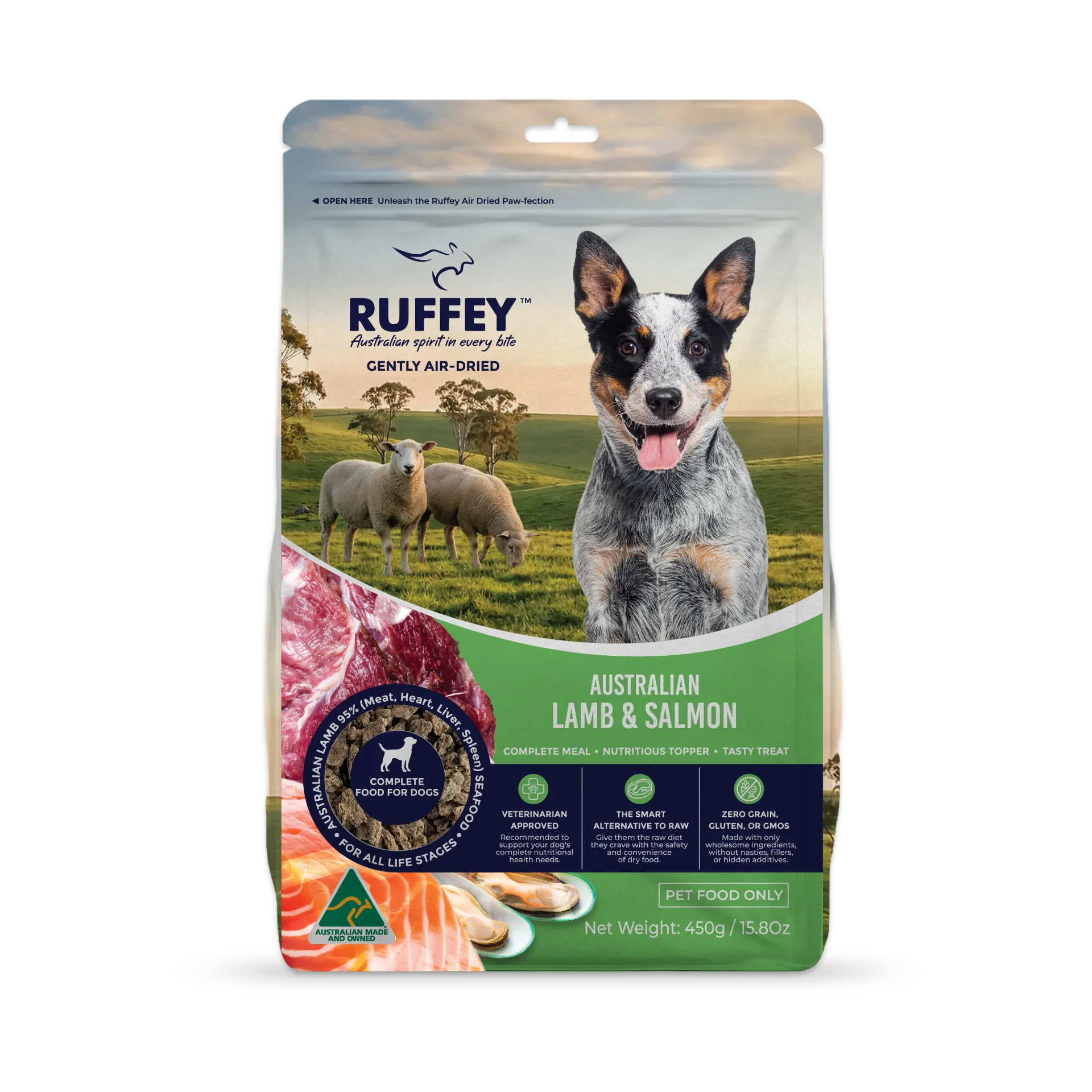 Ruffey Air-Dried Dog Australian Lamb & Salmon Original Recipe 450g