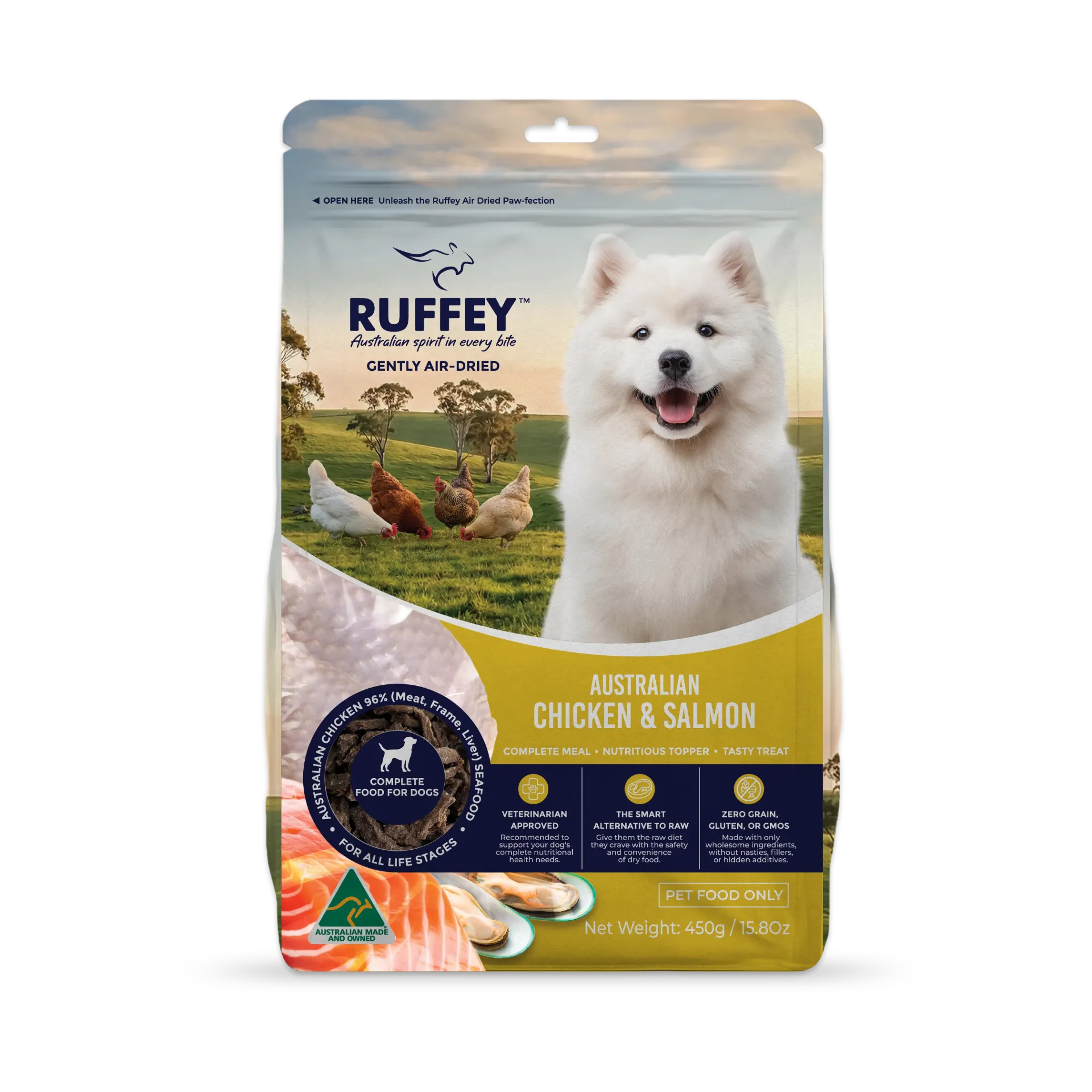 Ruffey Air-Dried Dog Australian Chicken & Salmon Original Recipe 450g