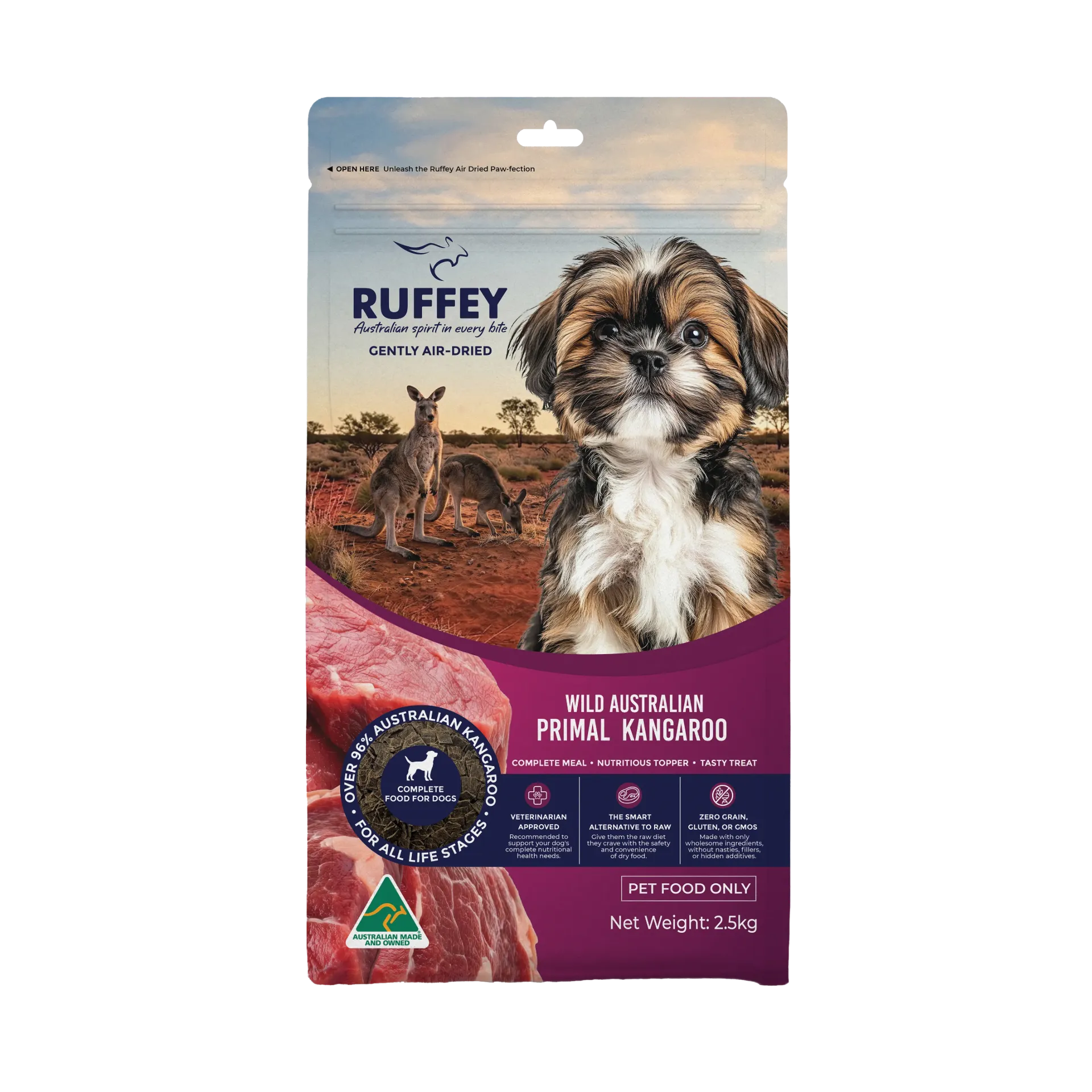 Ruffey Air Dried Dog Wild Australian Primal Kangaroo 2.5kg