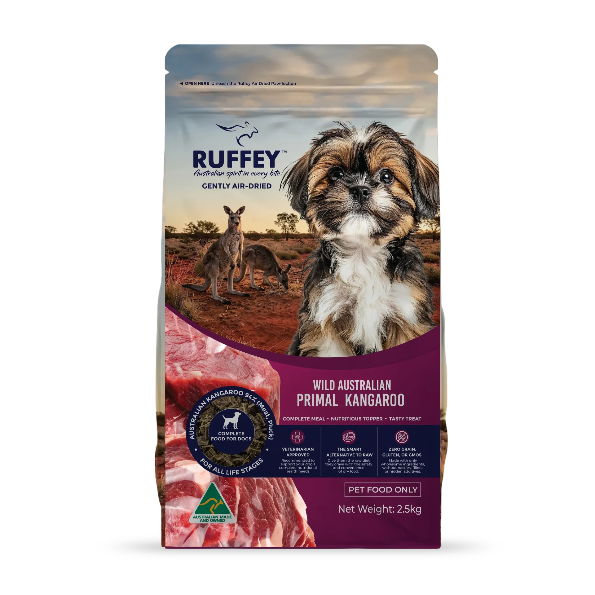 [RADPK2U] Ruffey Air Dried Dog Wild Australian Primal Kangaroo 2.5kg