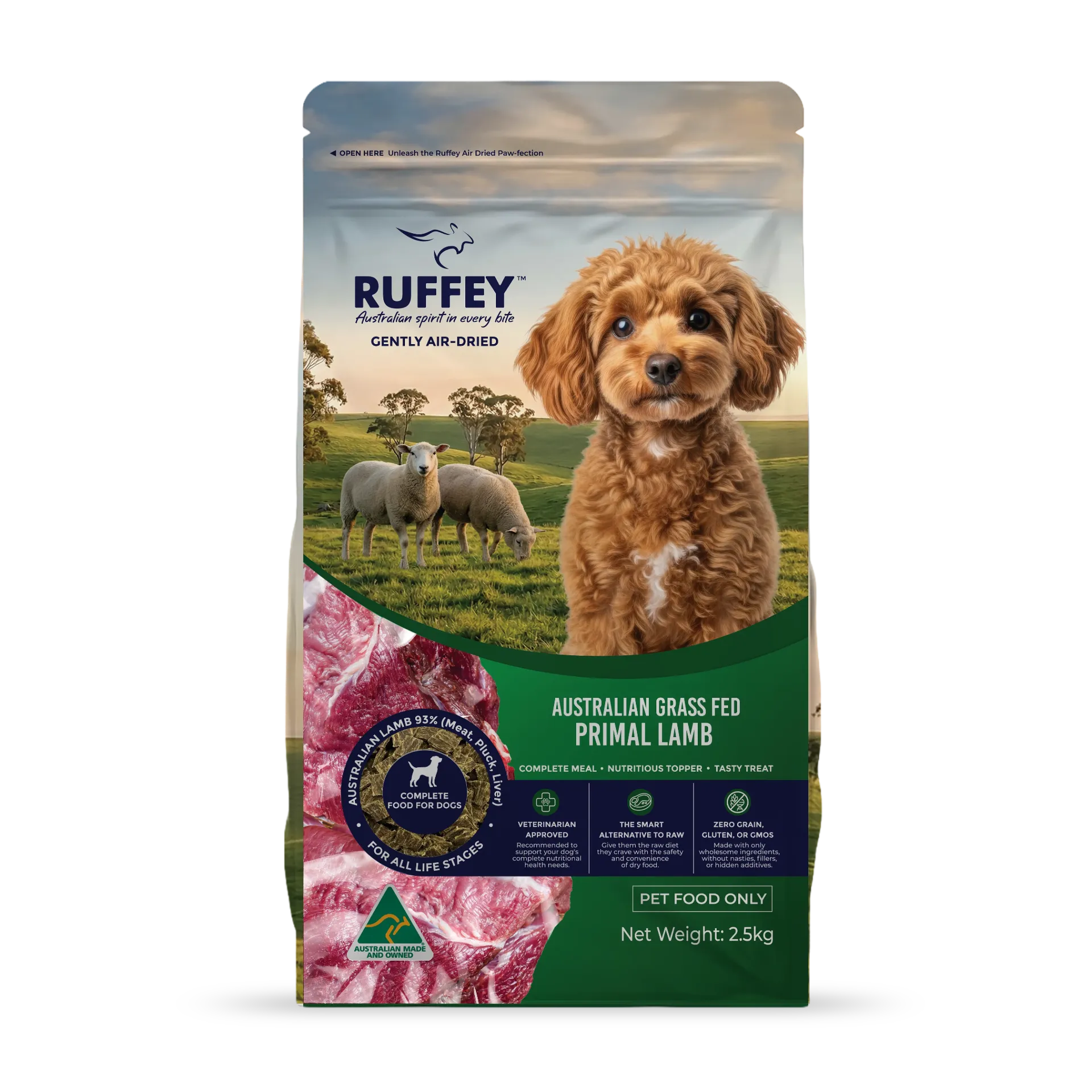 Ruffey Air Dried Dog Australian Grass Fed Primal Lamb 2.5kg
