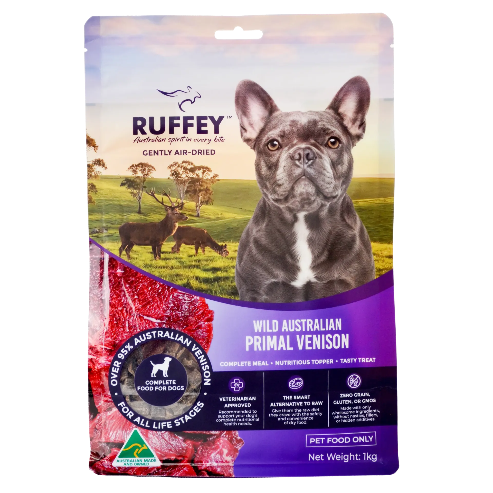 [RADPV1U] Ruffey Air Dried Dog Wild Australian Primal Venison 1kg