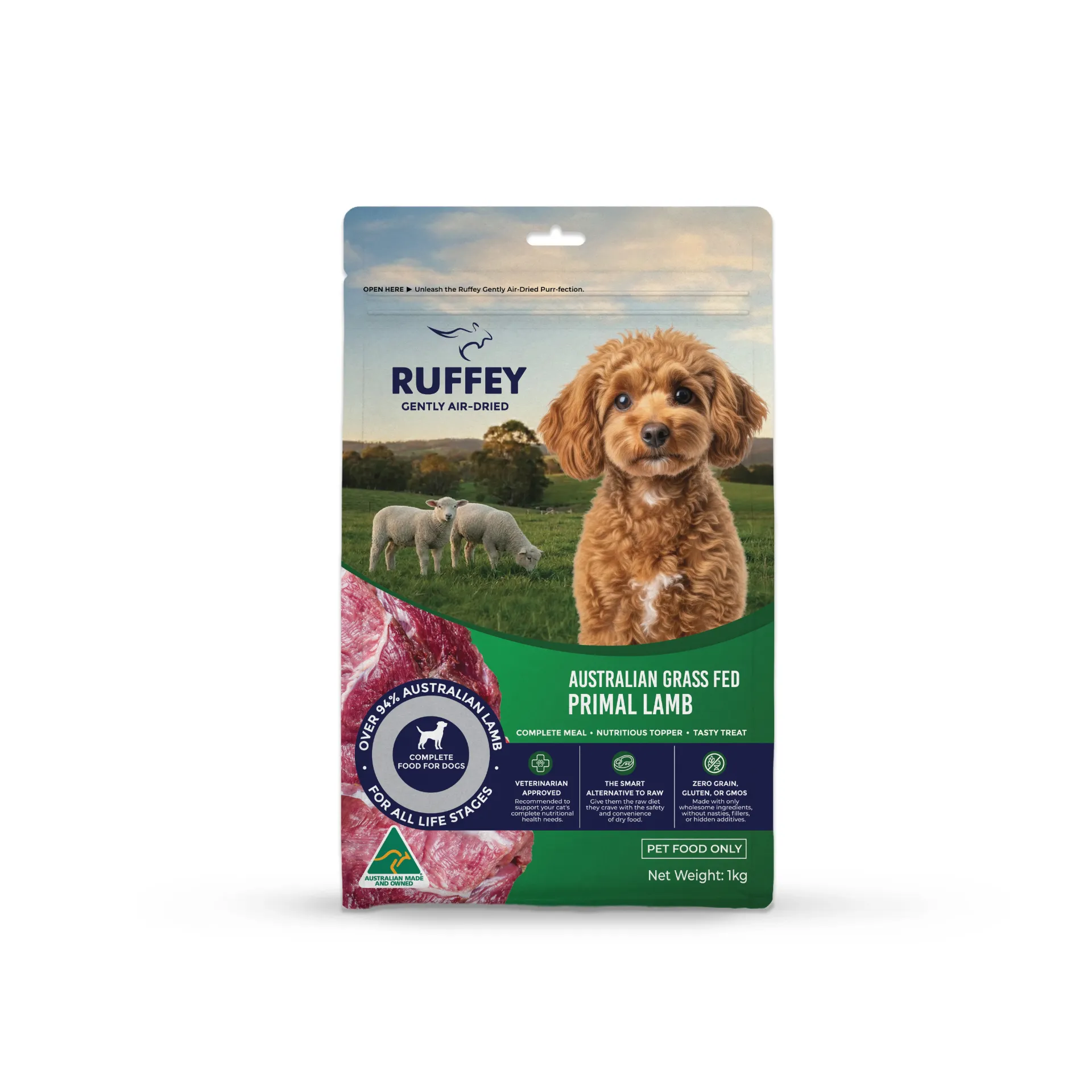 Ruffey Air Dried Dog Australian Grass Fed Primal Lamb 1kg