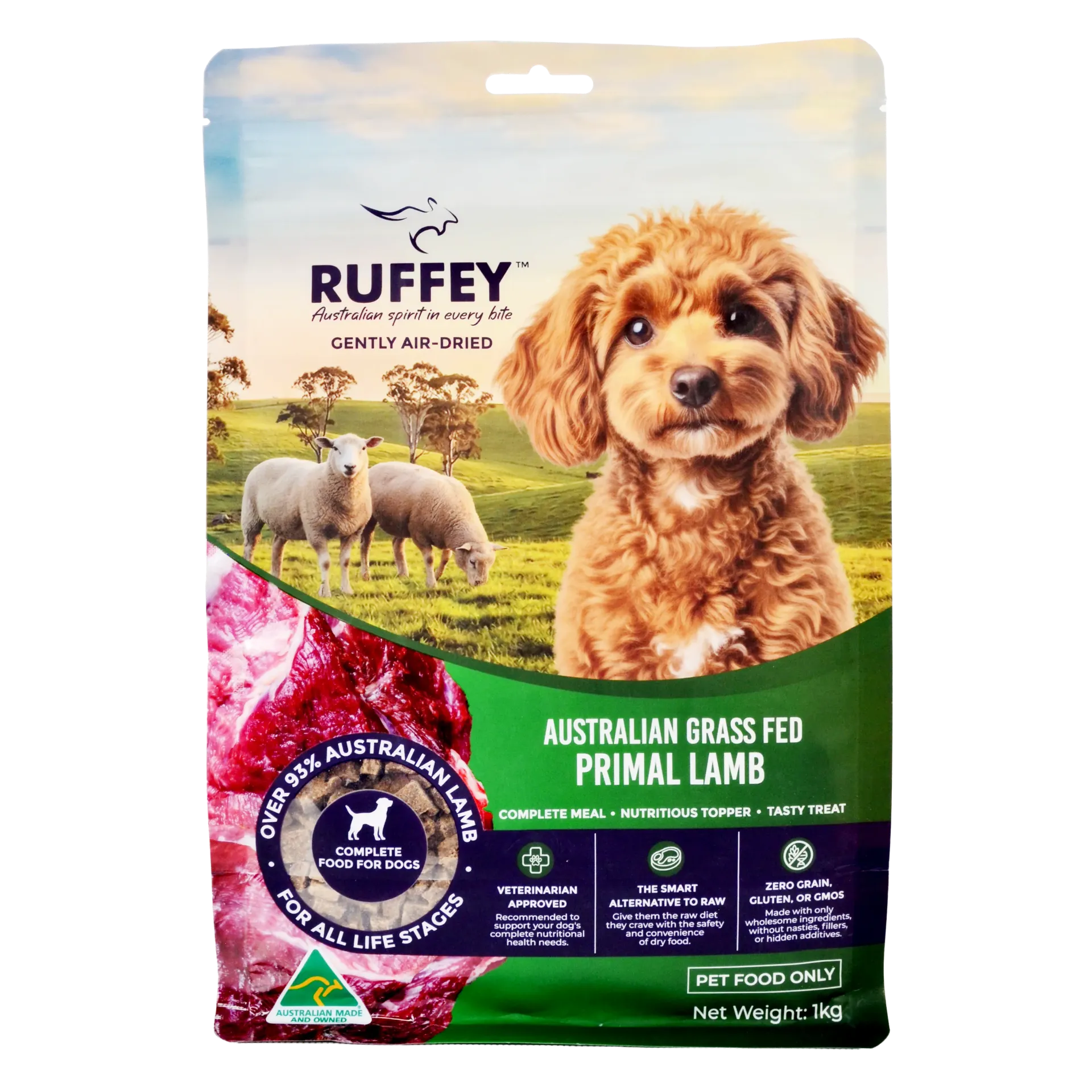 Ruffey Air Dried Dog Australian Grass Fed Primal Lamb 1kg