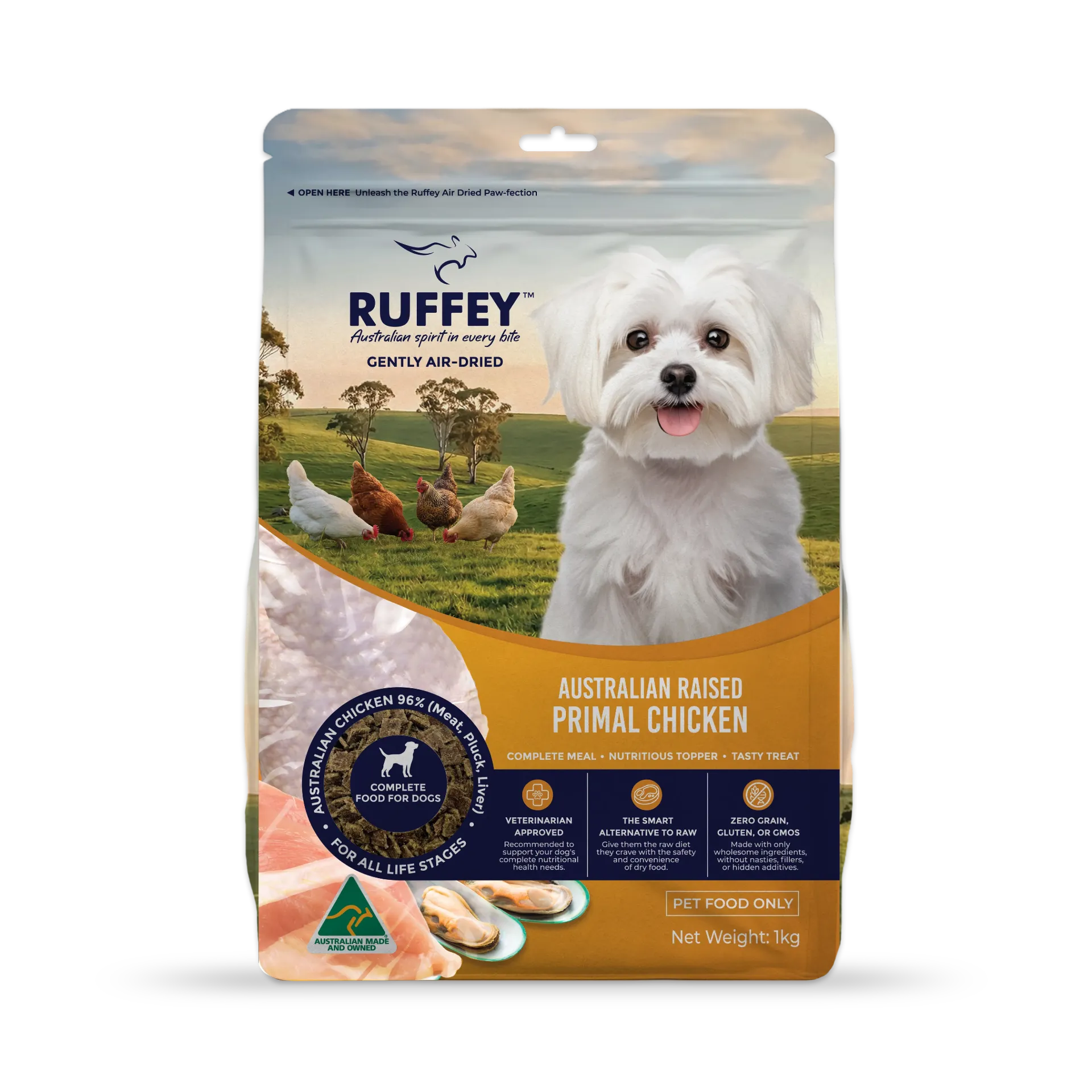 [RADPC1U] Ruffey Air Dried Dog Australian Raised Primal Chicken 1kg