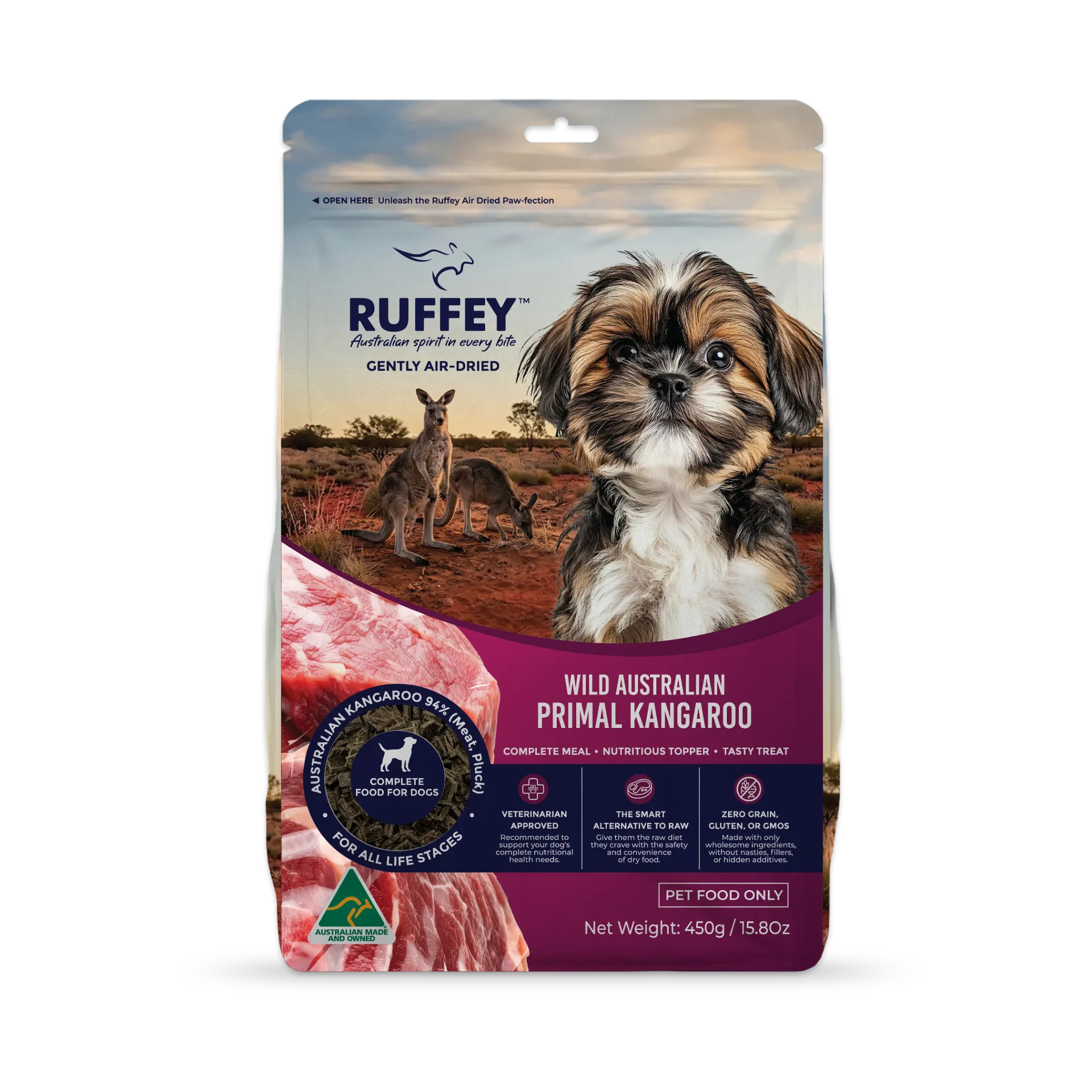 Ruffey Air Dried Dog Wild Australian Primal Kangaroo 450g