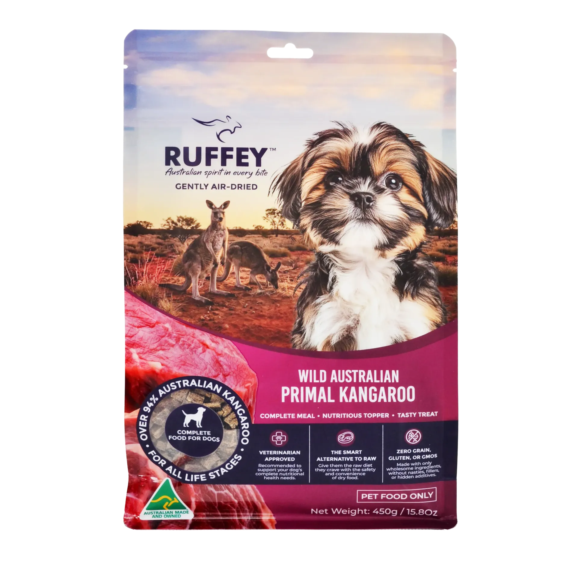 Ruffey Air Dried Dog Wild Australian Primal Kangaroo 450g