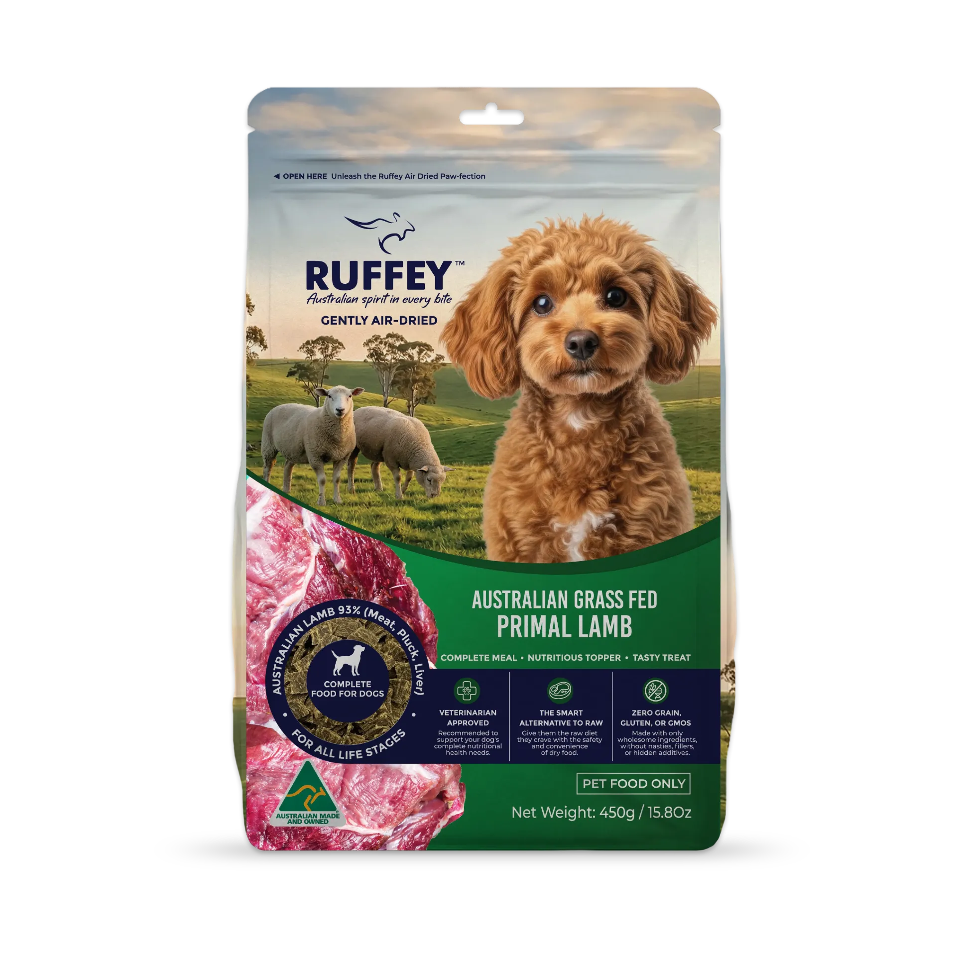 [RADPL450U] Ruffey Air Dried Dog Australian Grass Fed Primal Lamb 450g