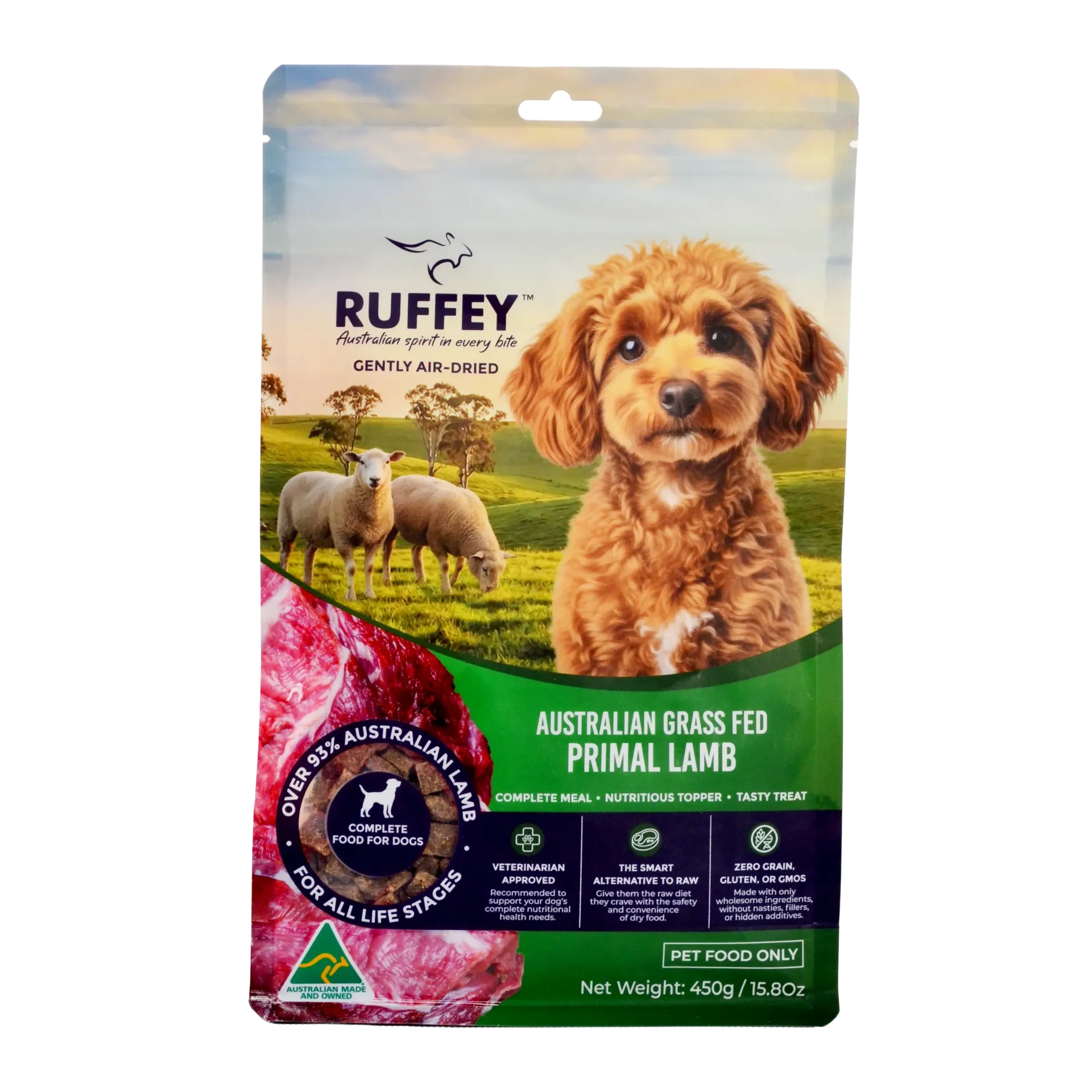 [RADPL450U] Ruffey Air Dried Dog Australian Grass Fed Primal Lamb 450g