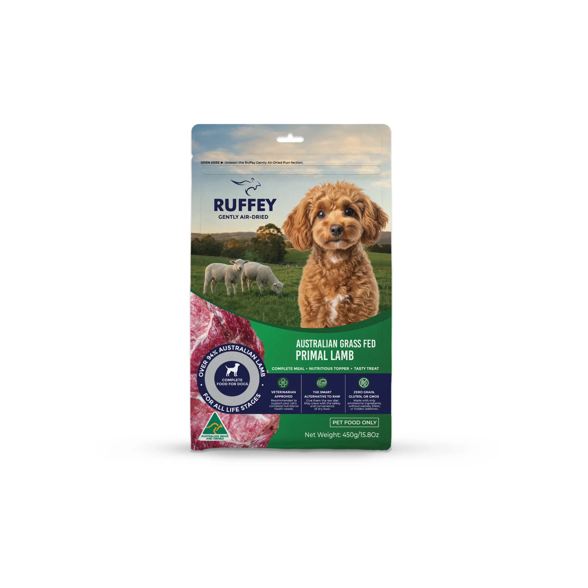 Ruffey Air Dried Dog Australian Grass Fed Primal Lamb 450g