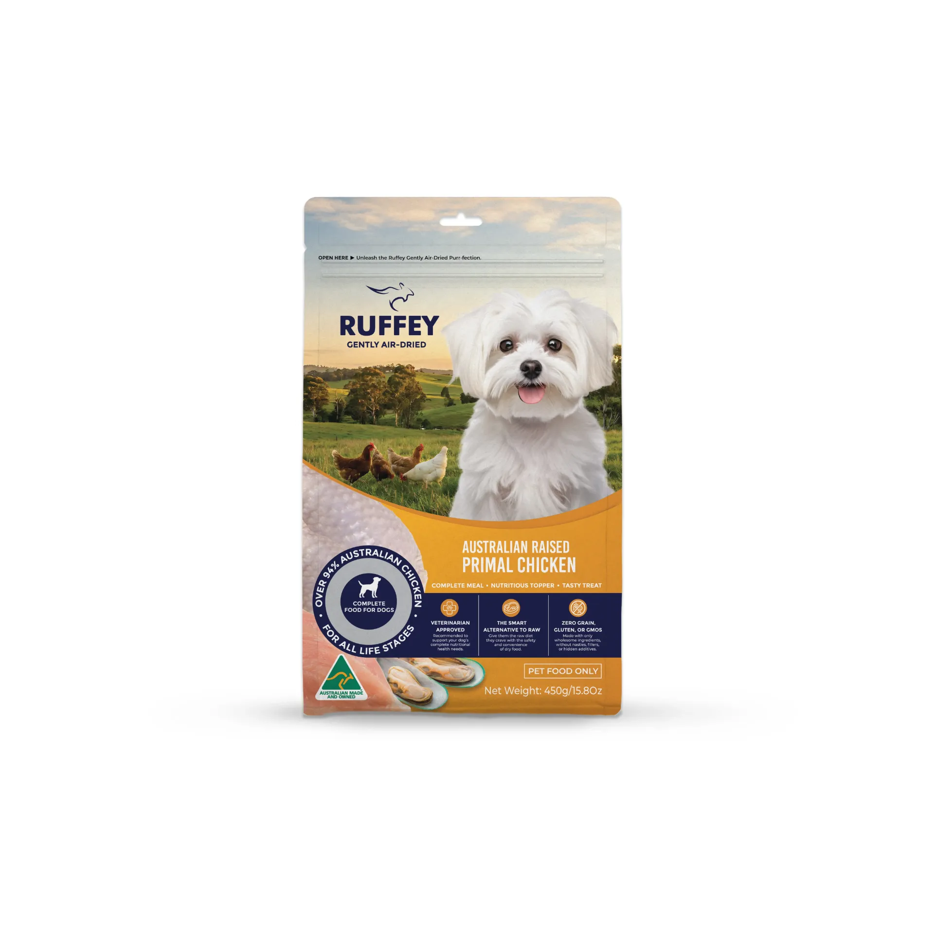 [RADPC450U] Ruffey Air Dried Dog Australian Raised Primal Chicken 450g
