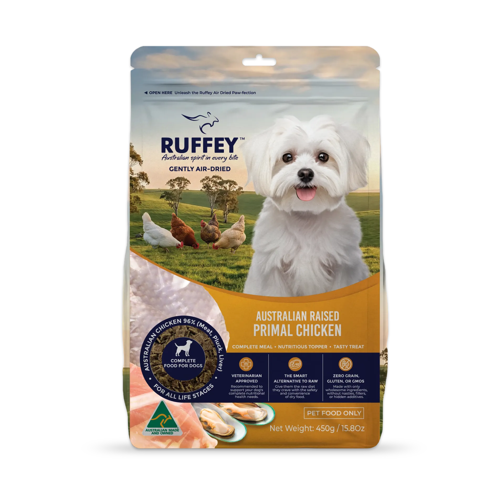 Ruffey Air Dried Dog Australian Raised Primal Chicken 450g