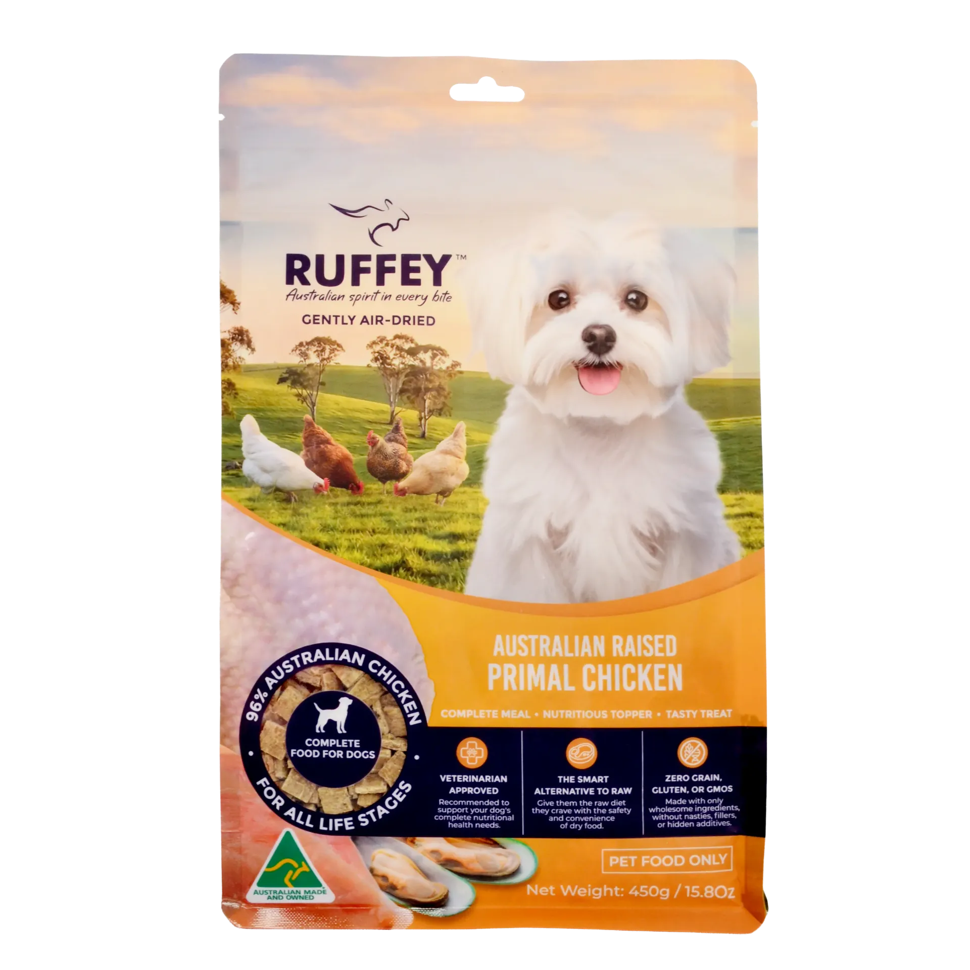 Ruffey Air Dried Dog Australian Raised Primal Chicken 450g