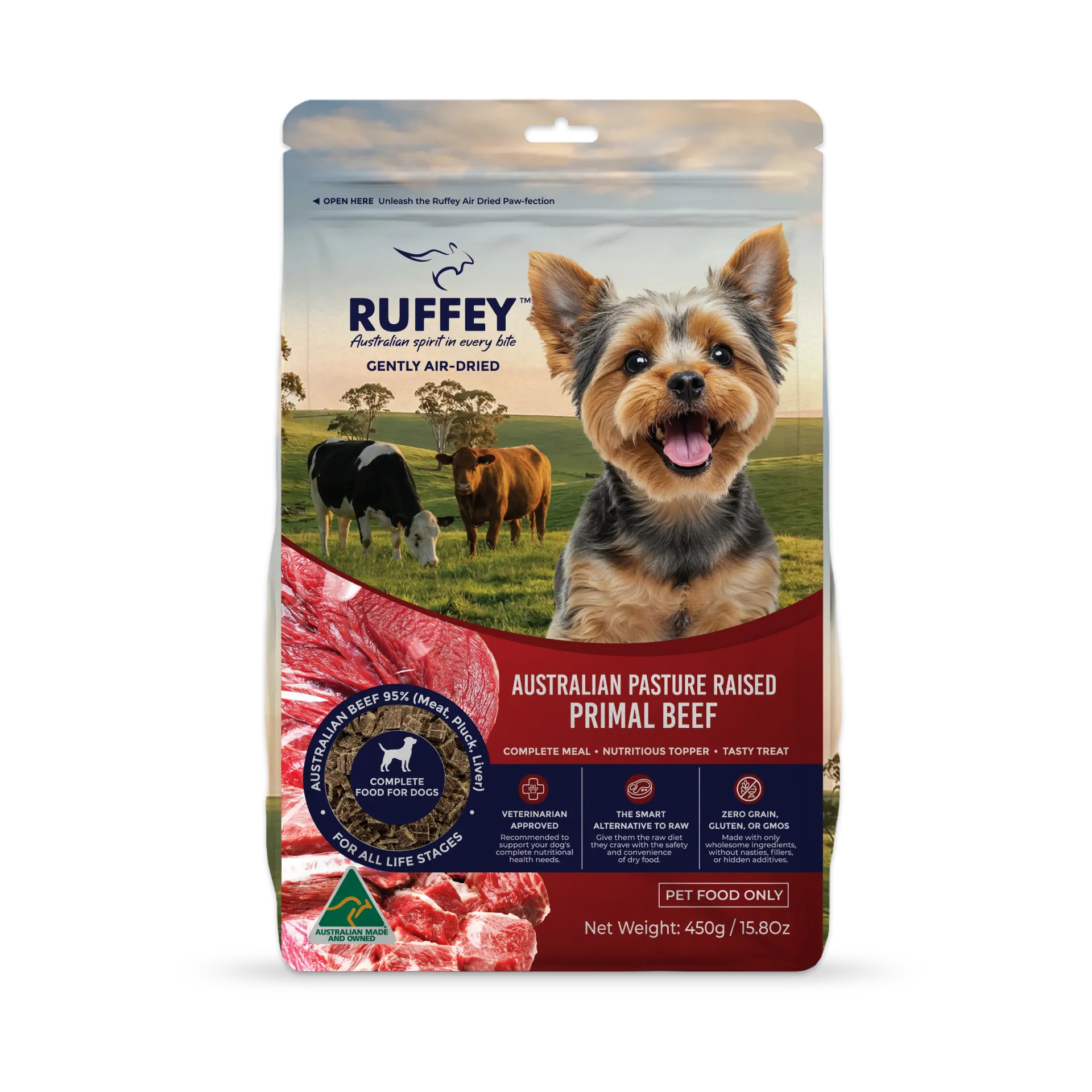 [RADPB450U] Ruffey Air Dried Dog Australian Pasture Raised Primal Beef 450g