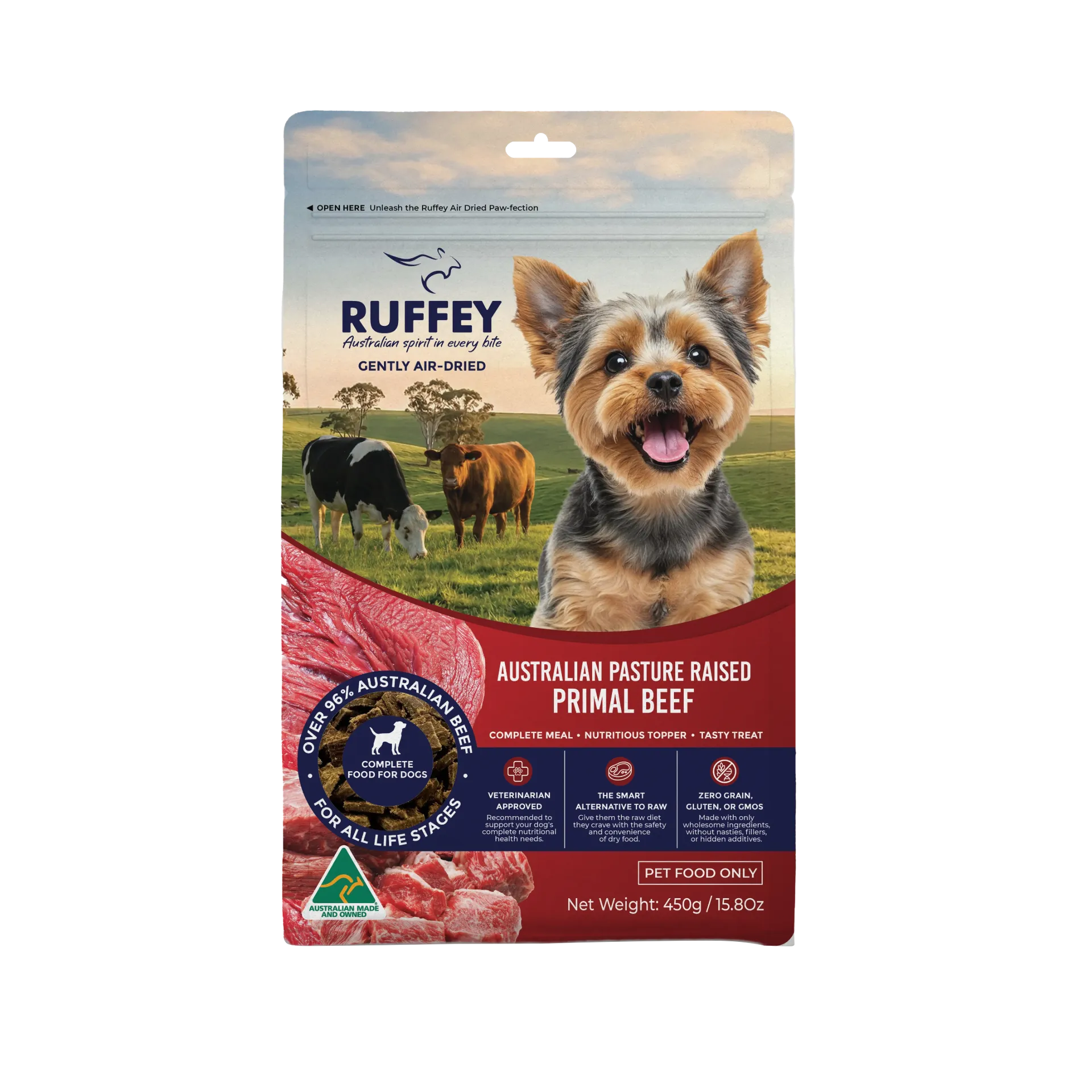 Ruffey Air Dried Dog Australian Pasture Raised Primal Beef 450g