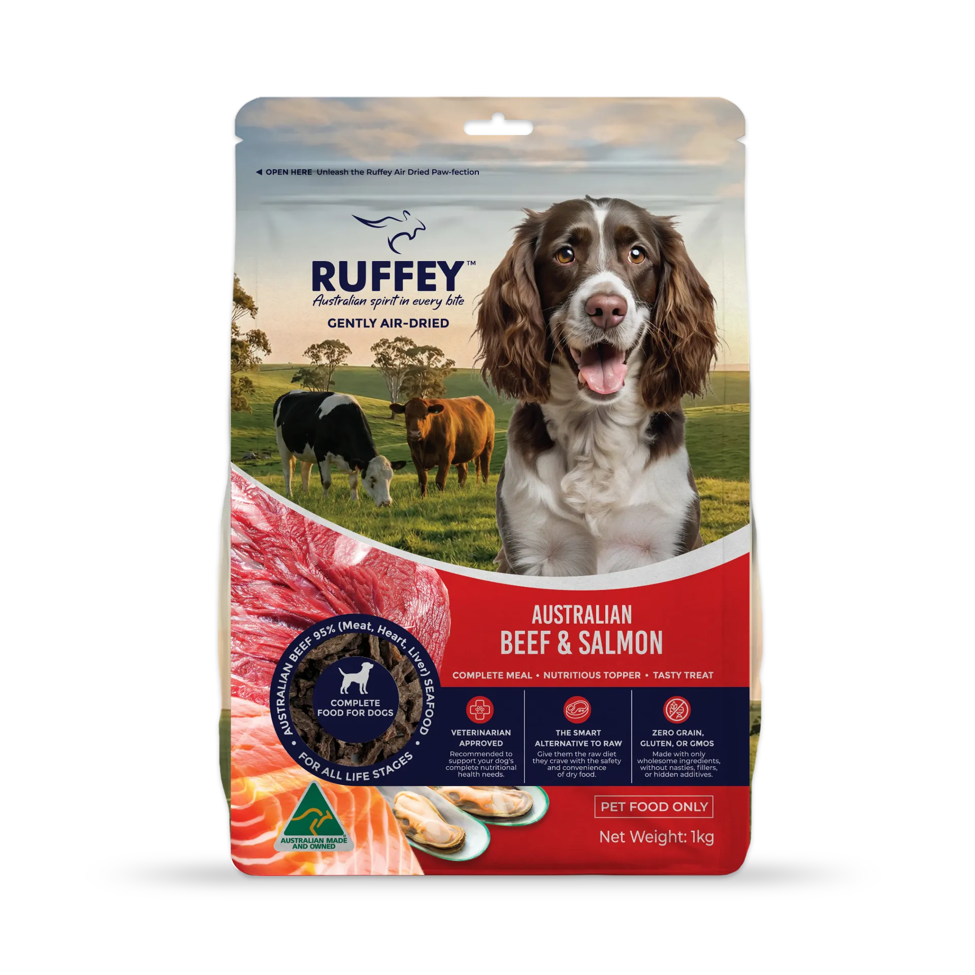 [RADBS1U] Ruffey Air-Dried Dog Australian Beef & Salmon Original Recipe 1kg