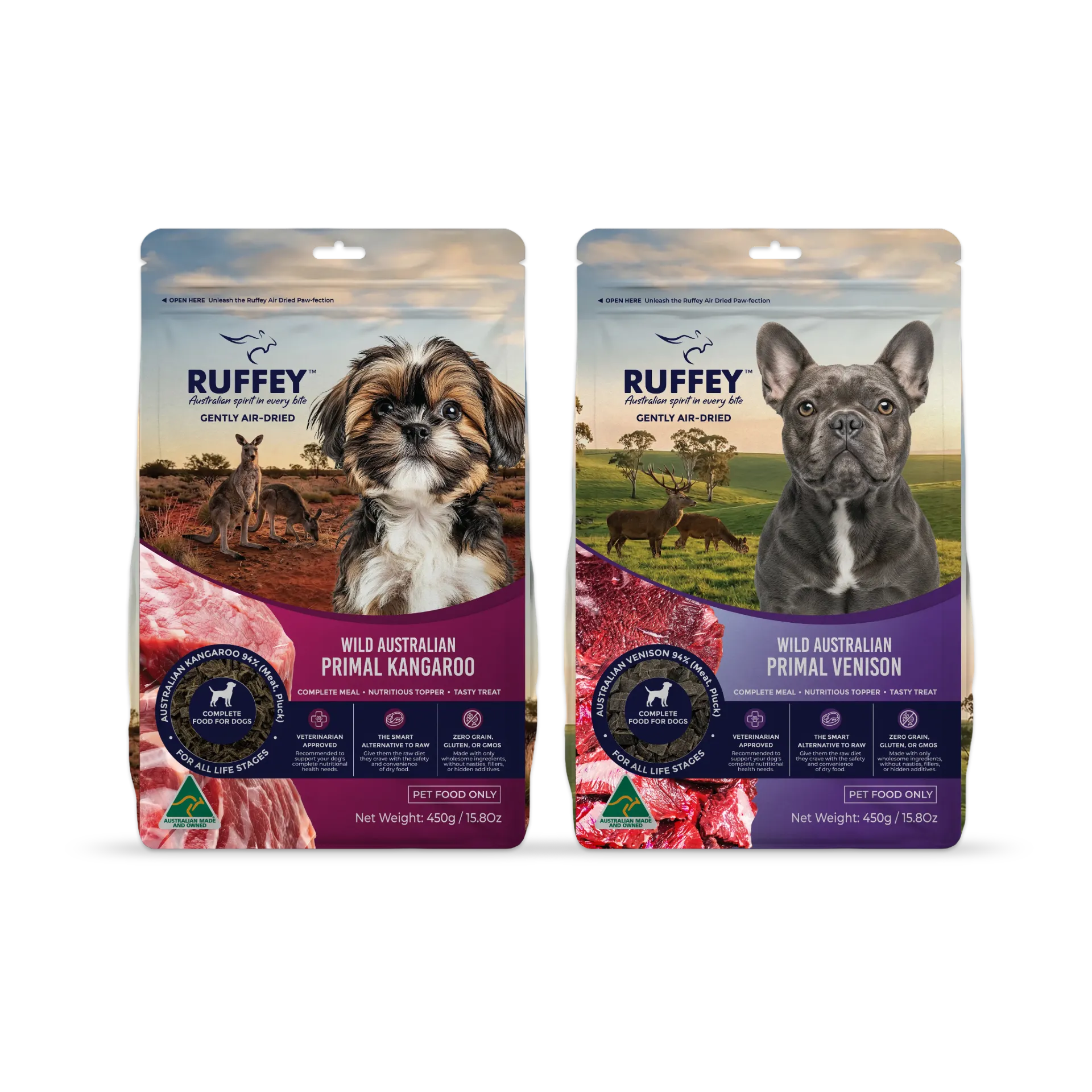 Ruffey Wild Australian Novel Proteins 450g - Kangaroo & Venison