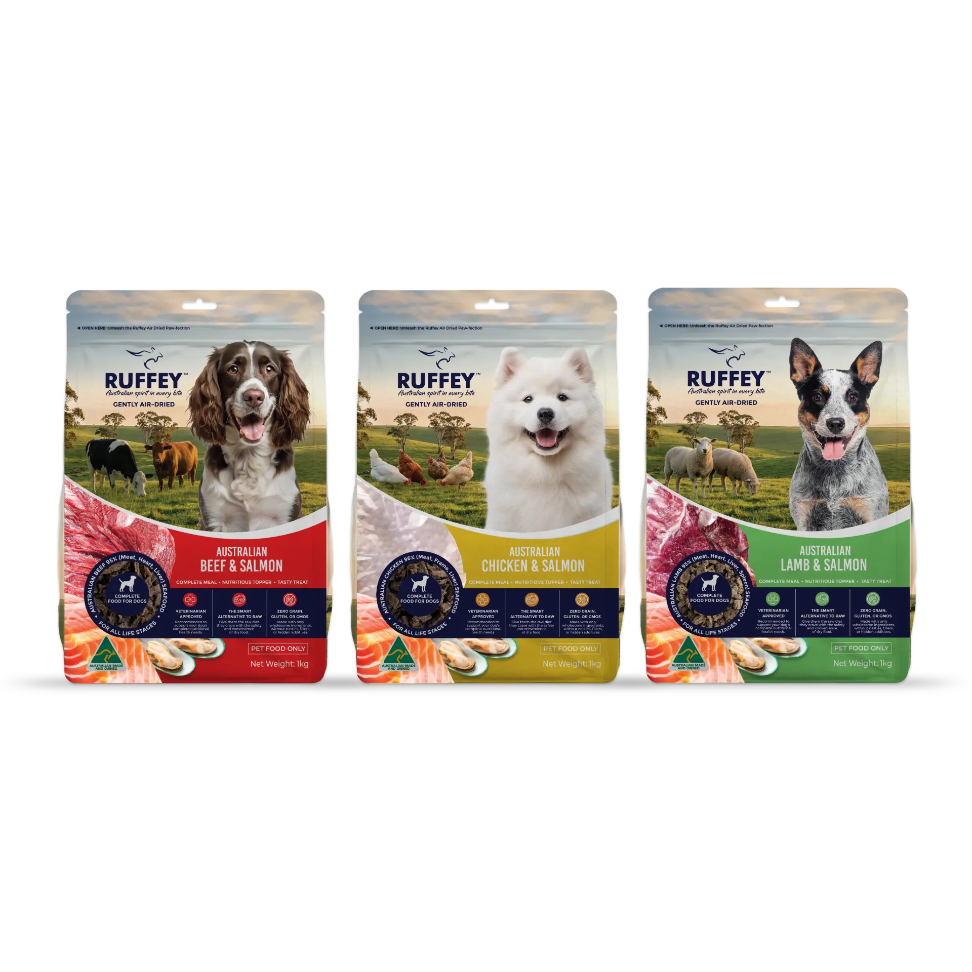 Ruffey The Original's Trio 1kg - Beef, Chicken & Lamb