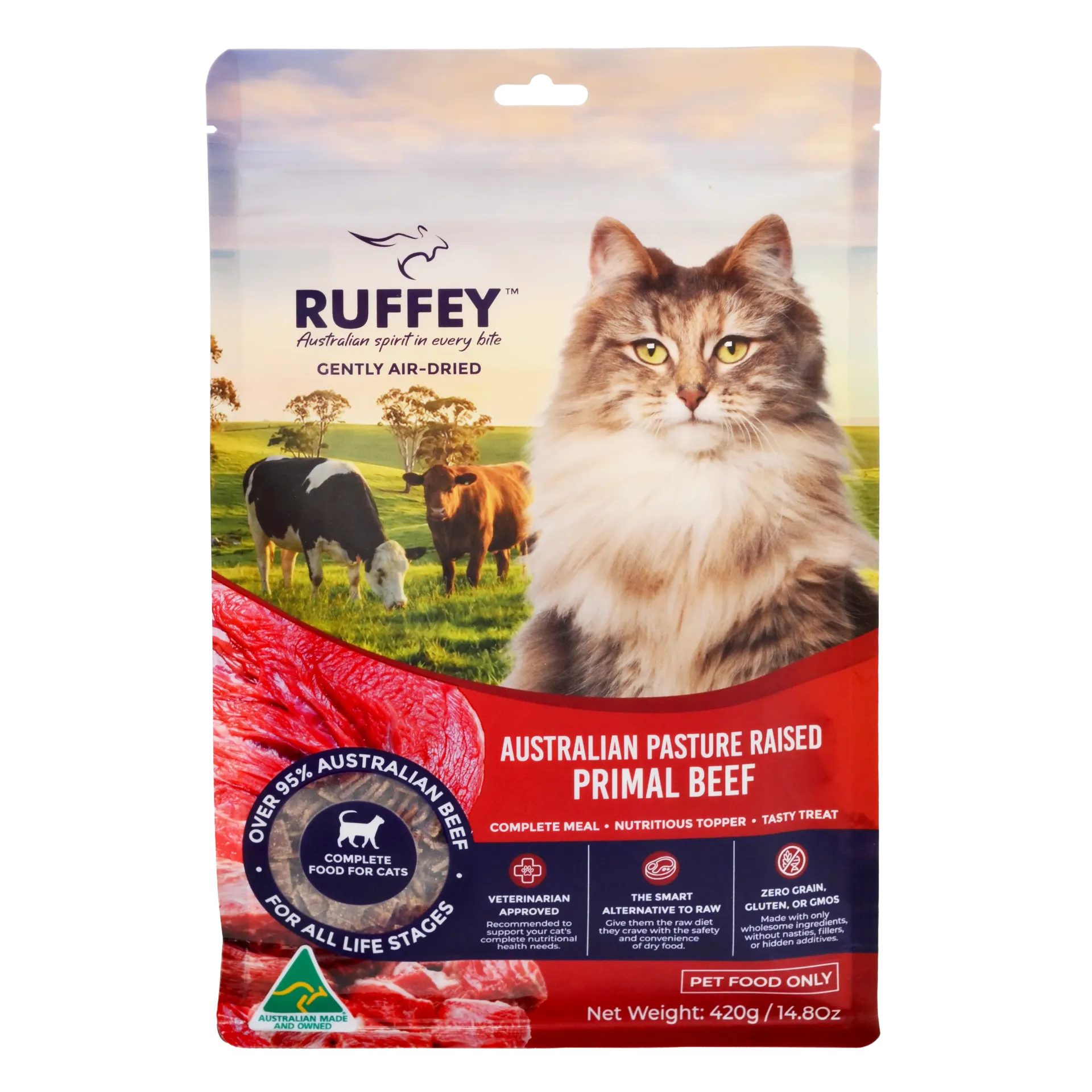 Ruffey Air Dried Cat Australian Pasture Raised Primal Beef 420g